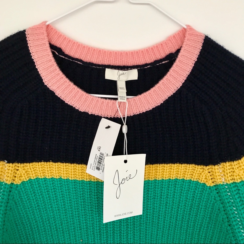 NWT Joie chunky striped crochet knit wool cashmere sweater - Picture 4 of 6